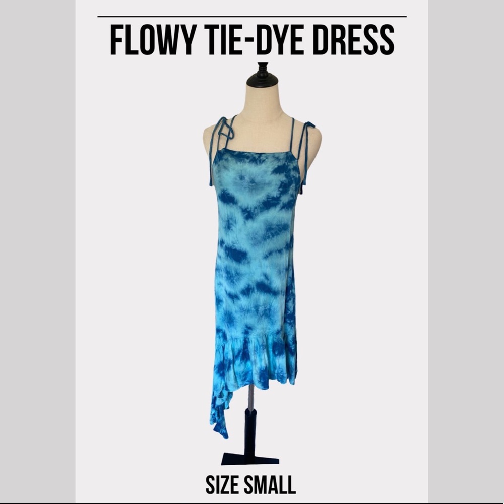 Coconut Girl Asymmetrical, Tie-Dye Ruffle Dress